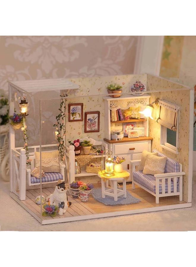 الأزرق جي دبليو بيت الحكمة DIy كوخ هريرة يوميات نموذج بناء مجمعة يدويا لعبة هدية عيد ميلاد صديقة إبداعية - Image 1