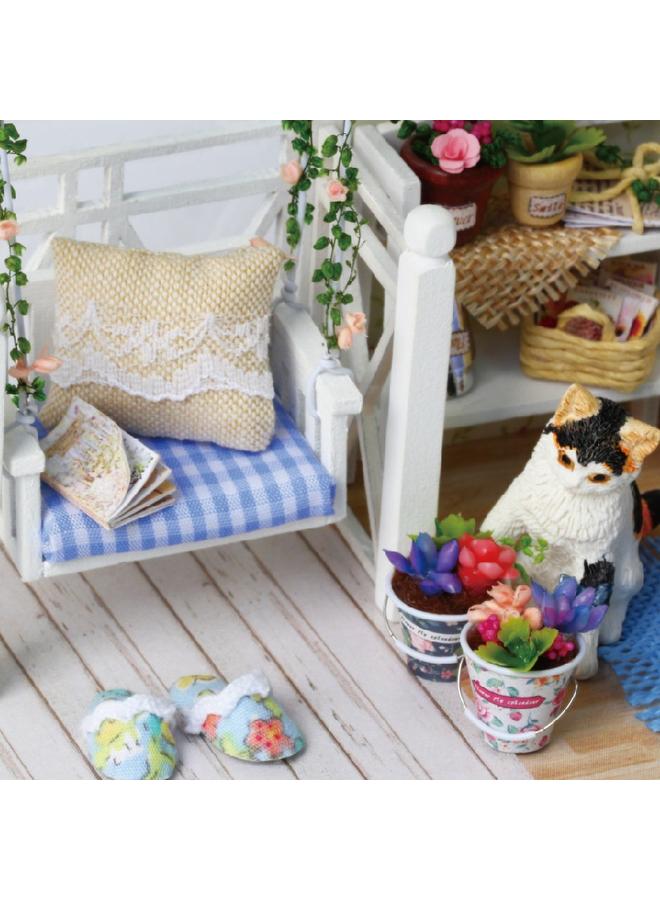 الأزرق جي دبليو بيت الحكمة DIy كوخ هريرة يوميات نموذج بناء مجمعة يدويا لعبة هدية عيد ميلاد صديقة إبداعية - Image 5