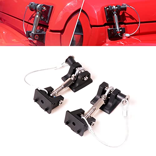 RERPRO JL Hood Latches Lock for 2018-2024 2025 Jeep Wrangler JL 4XE Gladiator JT Aluminum Locking Hood Latch Safety Catch Kit Replacement, Eliminate Hood Flutter, 1 Pair Black with 2 Keys - Image 1