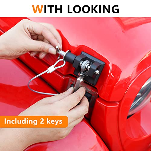 RERPRO JL Hood Latches Lock for 2018-2024 2025 Jeep Wrangler JL 4XE Gladiator JT Aluminum Locking Hood Latch Safety Catch Kit Replacement, Eliminate Hood Flutter, 1 Pair Black with 2 Keys - Image 3