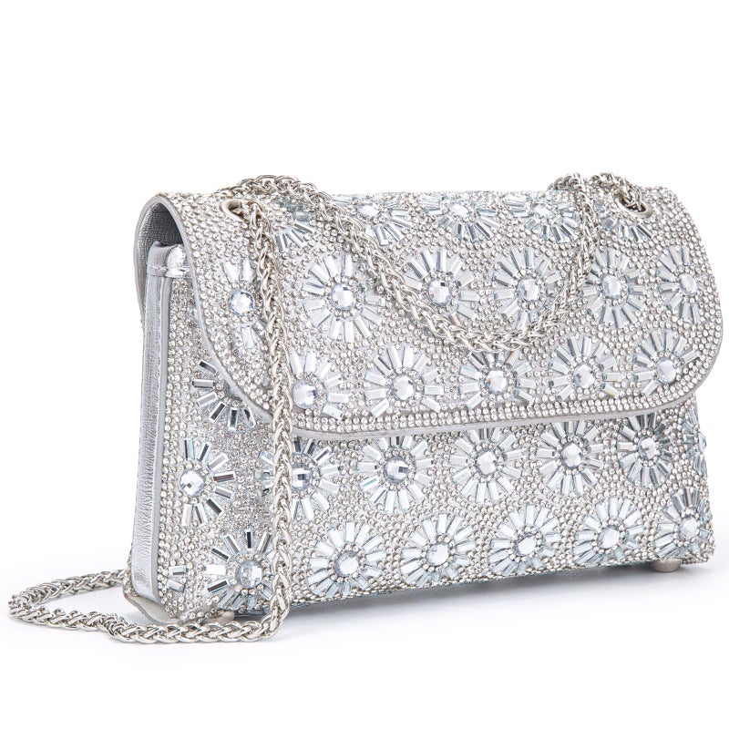 BBTT.ful Shoulder Bags Crossbody Bag Purses Handbags Crystals Rhinestone Evening Bag for Women Clutch Purse with Chain (silvery) - Image 1