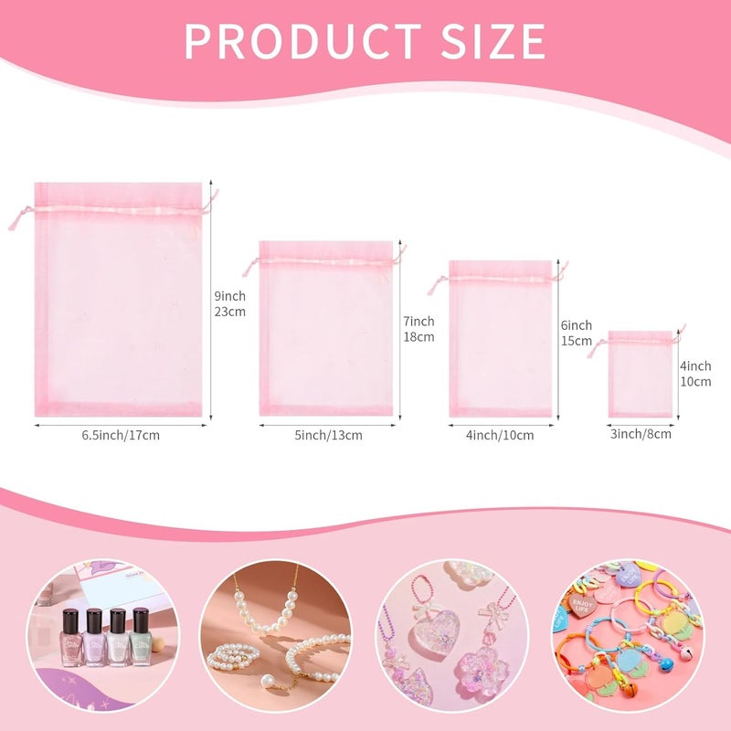 Crweety 50 Pcs Mixed Color Organza Bags 4x6 Inch, Small Mesh Bags Drawstring Small Gift Bag Pouch Bag for Wedding Party Favor Valentine Gift - Image 2
