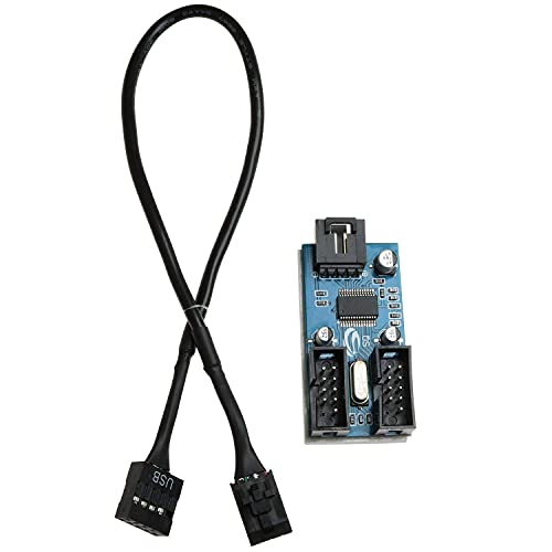 Longdex Motherboard USB 9Pin Header Female 1 to 2 Male Splitter Cable Connector Adapter with 30cm Extension Cable - Image 2