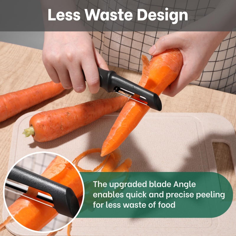 Beneno Swivel Vegetable Peeler, Razor-Sharp Smooth Peeling Potato Peelers with Stainless Steel Blades, Ergonomic Comfort Non-Slip Rubber Handle, Durable Kitchen Peelers with Potato Eye Remover, Black - Image 5