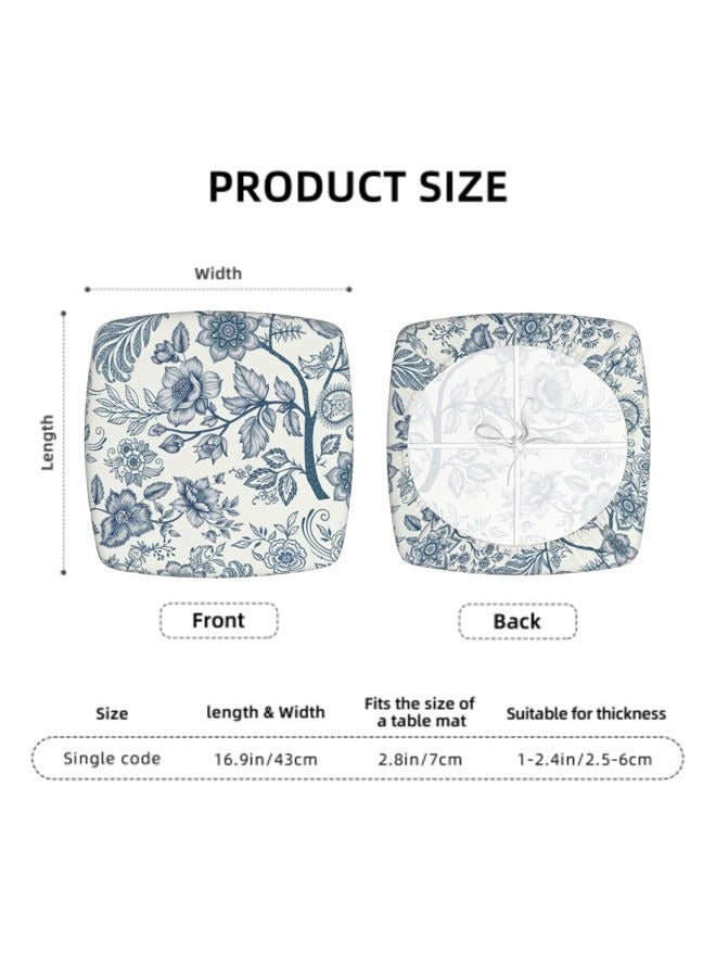 Granbey Blue Floral Seat Covers for Chairs Navy Blue Flower Dining Chair Covers Set of 2 Chinoiserie Kitchen Chair Covers Stretch Vintage Flower Chair Slipcovers Protector for Kitchen Office - Image 2