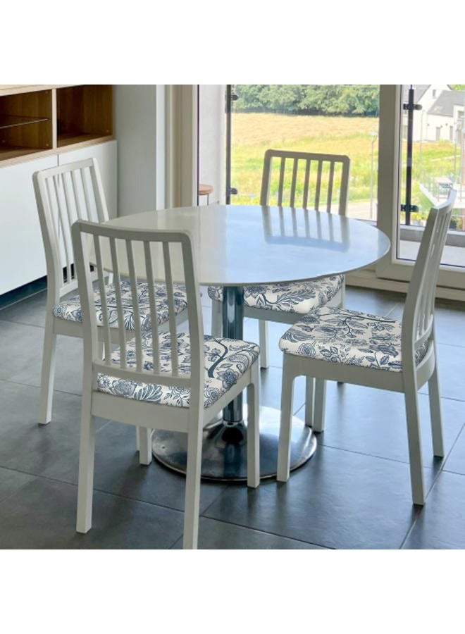 Granbey Blue Floral Seat Covers for Chairs Navy Blue Flower Dining Chair Covers Set of 2 Chinoiserie Kitchen Chair Covers Stretch Vintage Flower Chair Slipcovers Protector for Kitchen Office - Image 5
