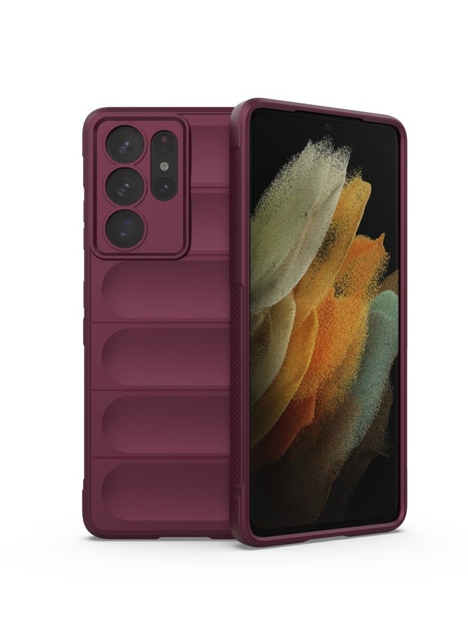 Generic Magic Shield Tpu Silicone Shockproof Phone Case For Samsung Galaxy S21 Ultra Wine Red  - Image 1