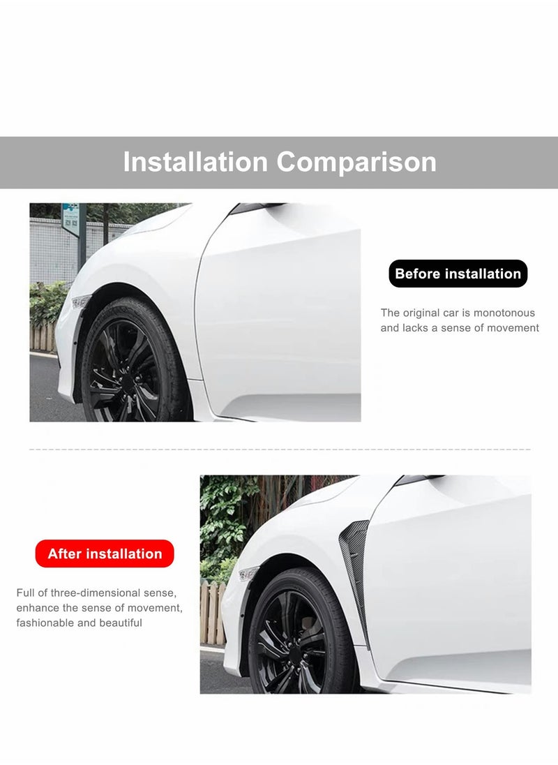 Excefore - Car Fender Side Vents 1Pair ABS Carbon Fiber Spoiler Compatible Stickers Decorative Air Flow Intake Hole Grille Auto Exterior Accessories - Image 1