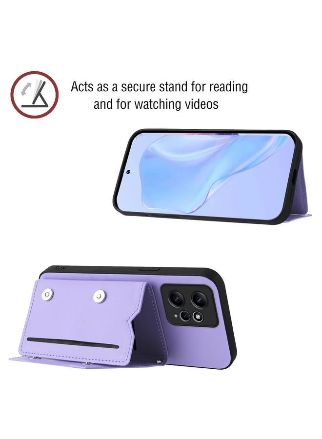 اس-توب جراب لهاتف Redmi Note 12 4G Global Skin Feel جراب هاتف بأربع فتحات للبطاقات مع حزام معصم - Image 4