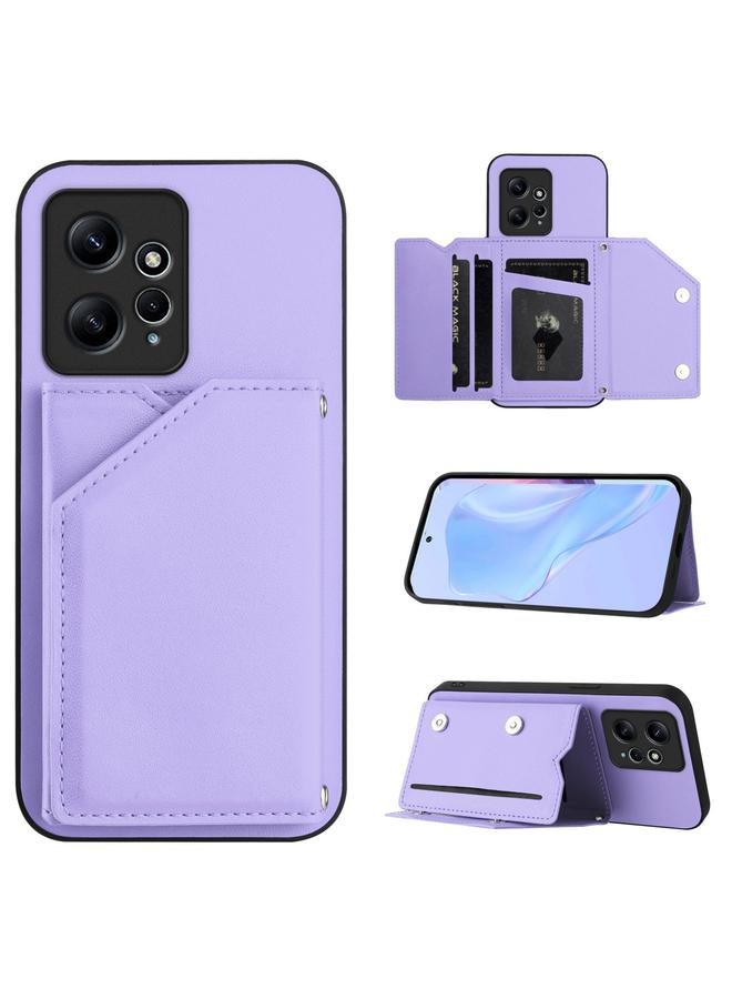 اس-توب جراب لهاتف Redmi Note 12 4G Global Skin Feel جراب هاتف بأربع فتحات للبطاقات مع حزام معصم - Image 1