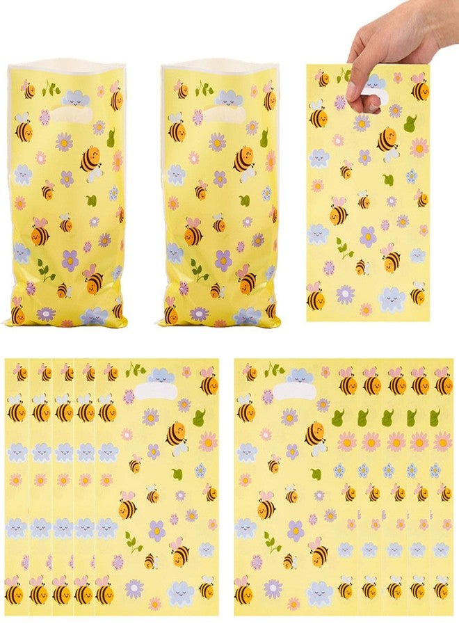 CSTYWC 30PCS Yellow Honey Bee Plastic Candy Goodie Bags Party Favor Bags Bee Treat Bags for Summer Birthday Baby Shower Party Gift Wrapping Supplies - Image 1