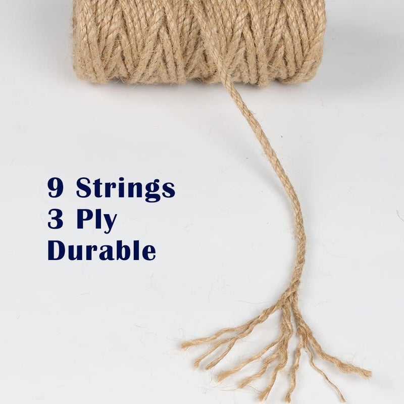 PH PERKHOMY PerkHomy 5mm Jute Rope 105 Feet Twisted Heavy Duty and Thick Twine Rope for Cat Scratcher Scratching Post Tree Craft Projects Gardening Home Decoration Packing Bundling (105FT * 5mm) - Image 5