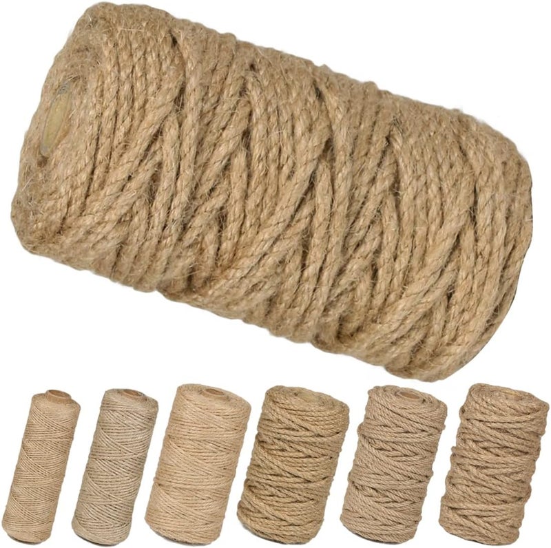 PH PERKHOMY PerkHomy 5mm Jute Rope 105 Feet Twisted Heavy Duty and Thick Twine Rope for Cat Scratcher Scratching Post Tree Craft Projects Gardening Home Decoration Packing Bundling (105FT * 5mm) - Image 2