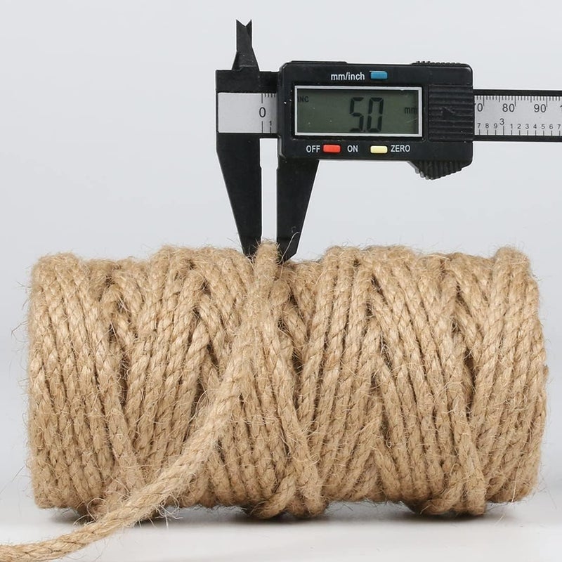 PH PERKHOMY PerkHomy 5mm Jute Rope 105 Feet Twisted Heavy Duty and Thick Twine Rope for Cat Scratcher Scratching Post Tree Craft Projects Gardening Home Decoration Packing Bundling (105FT * 5mm) - Image 3