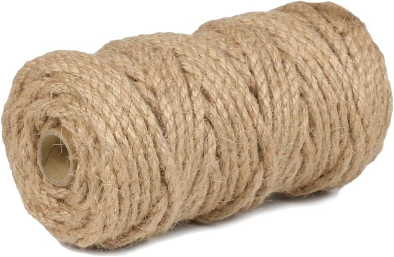 PH PERKHOMY PerkHomy 5mm Jute Rope 105 Feet Twisted Heavy Duty and Thick Twine Rope for Cat Scratcher Scratching Post Tree Craft Projects Gardening Home Decoration Packing Bundling (105FT * 5mm) - Image 4