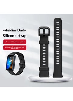 Suitable For HuaweiBracelet 9/8/7/6 Wristband Replacement Strap Watchband Sports Smart Watch Milanese Silicone N-Color:Bracelet 8/9/NFC Strap [obsidian Black] Comes With Film