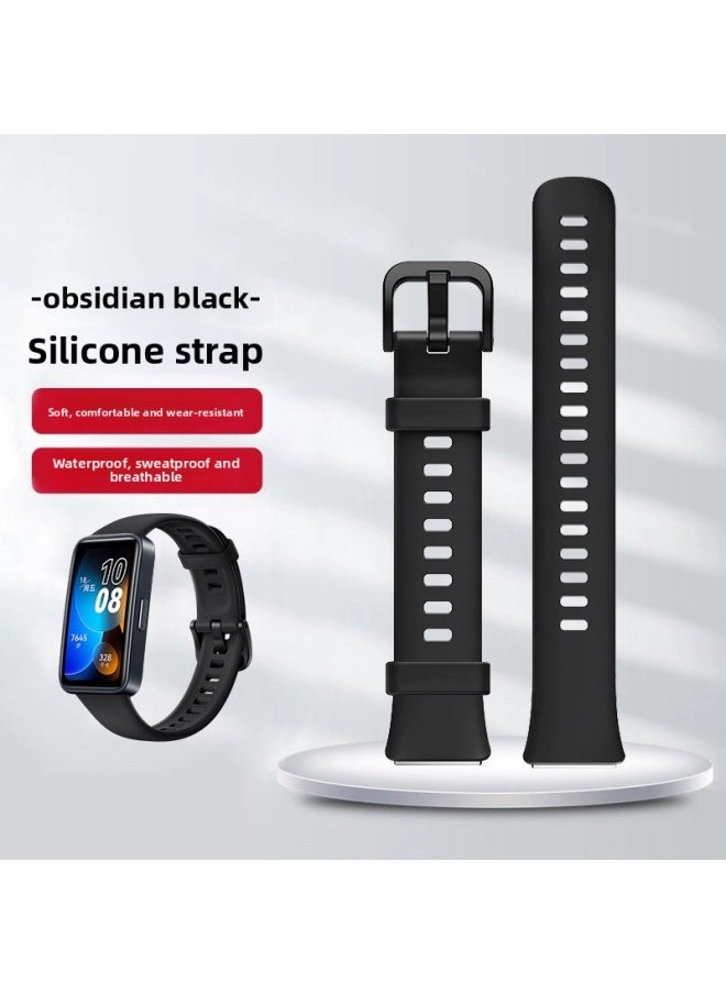 Generic - Suitable For HuaweiBracelet 9/8/7/6 Wristband Replacement Strap Watchband Sports Smart Watch Milanese Silicone N-Color:Bracelet 8/9/NFC Strap [obsidian Black] Comes With Film - Image 1