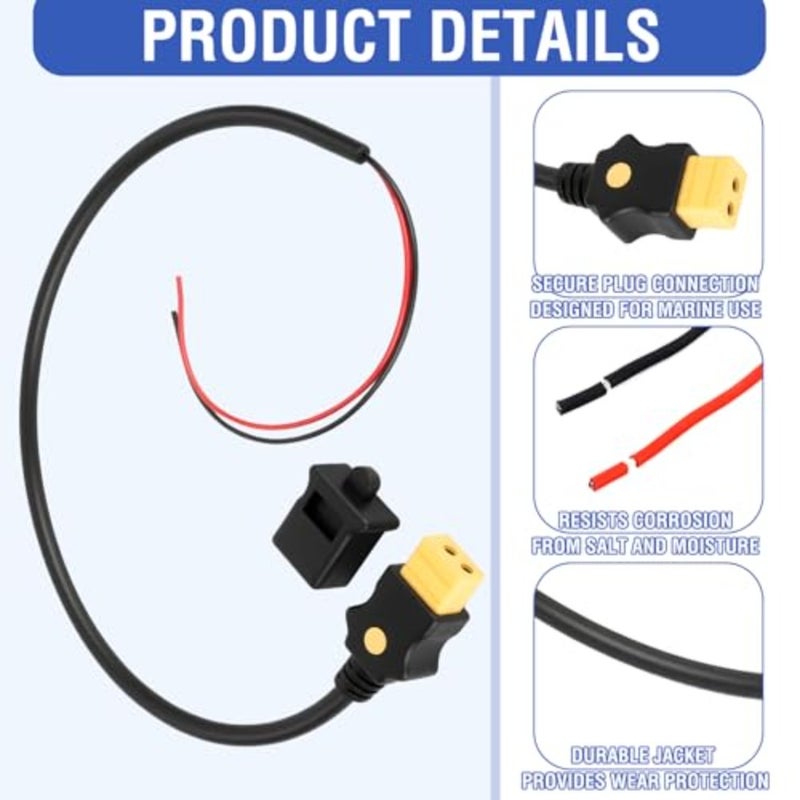1903017 كابل نهاية البطارية Downrigger 3ft 14 Awg 12v 30 Amp Cord مقاوم للماء موصل مضاد للتآكل يناسب أجهزة Downriggers الكهربائية 2008+ - Image 3