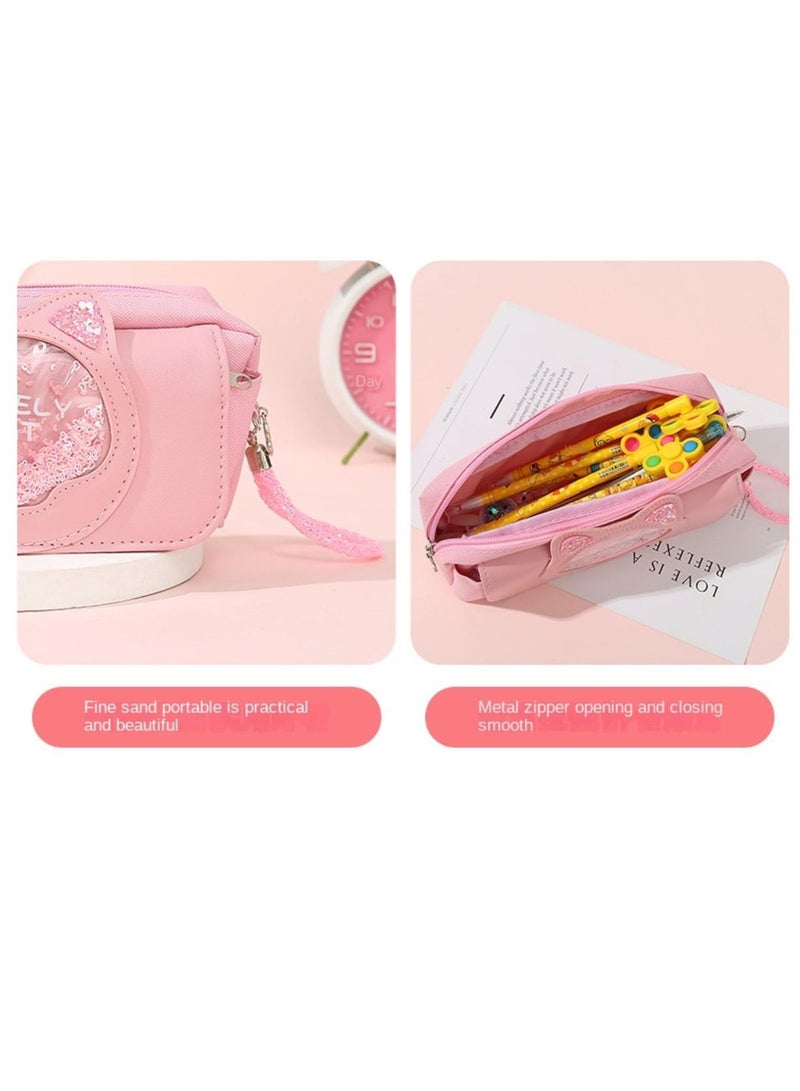 Loquat Pencil Case Girls Large Capacity Stationery Case Primary School Students Multifunctional Pencil Case Wholesale Quicksand Pencil Case - Image 3