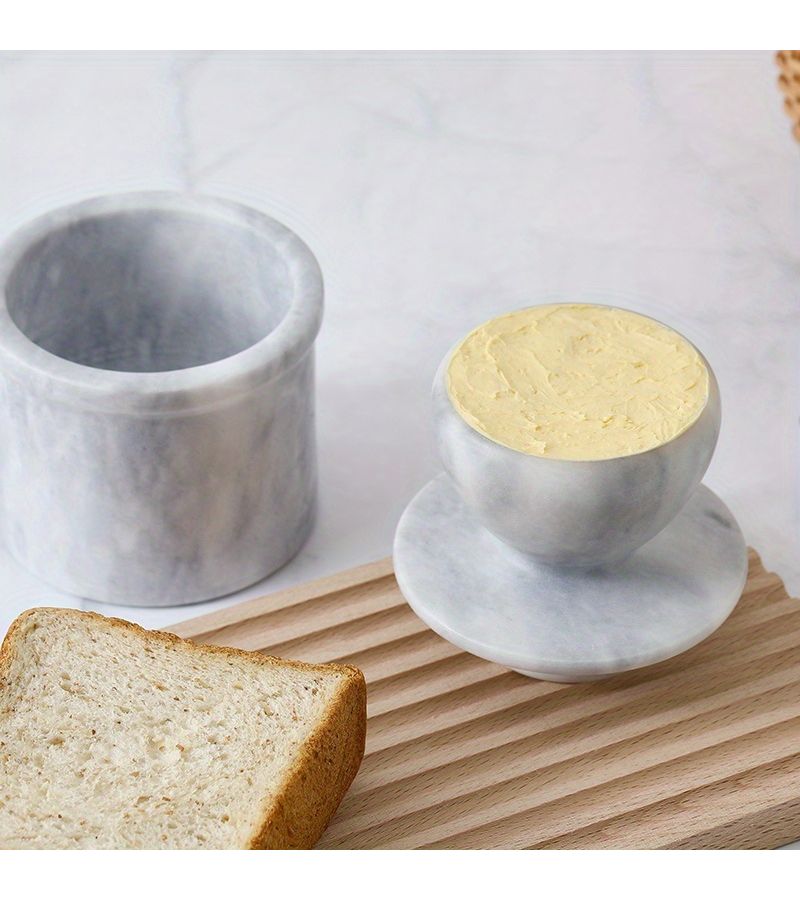 Marble Butter Storage Container Handmade Butter Holder Cloud Star White Kitchen Countertop Decoration Ideal Yellow Oil Tank - Image 1
