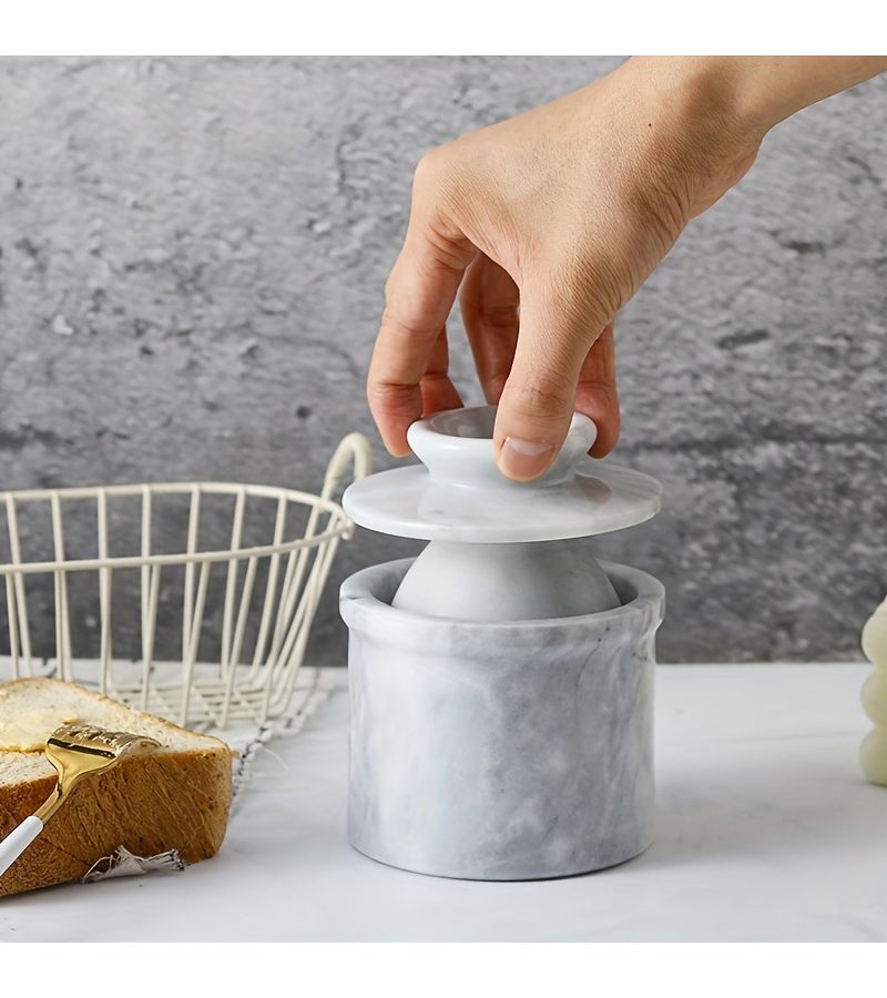 Marble Butter Storage Container Handmade Butter Holder Cloud Star White Kitchen Countertop Decoration Ideal Yellow Oil Tank - Image 2
