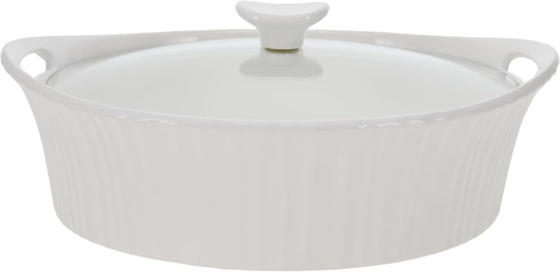Corningware French White 2.5-quart Oval Casserole with Glass Lid - Image 1