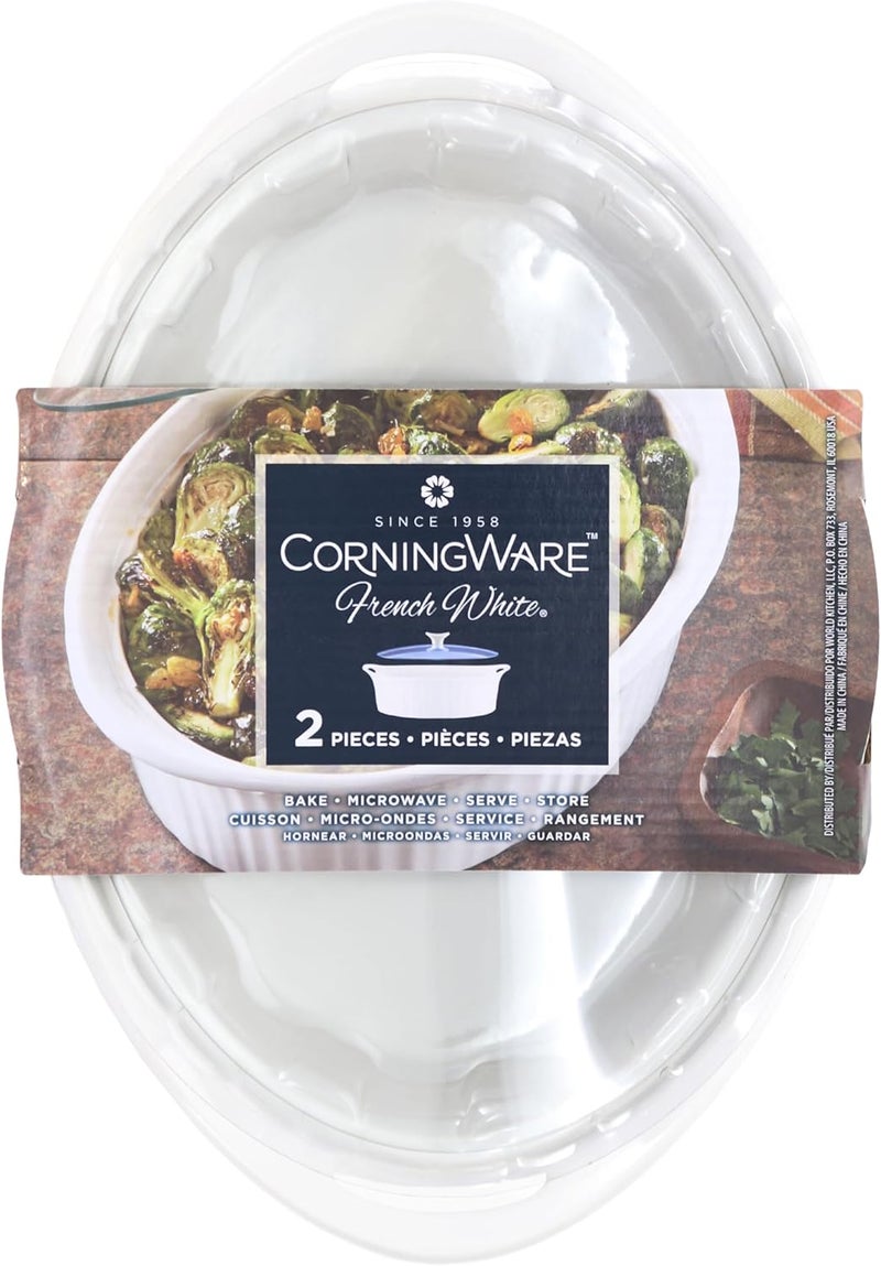 Corningware French White 2.5-quart Oval Casserole with Glass Lid - Image 3