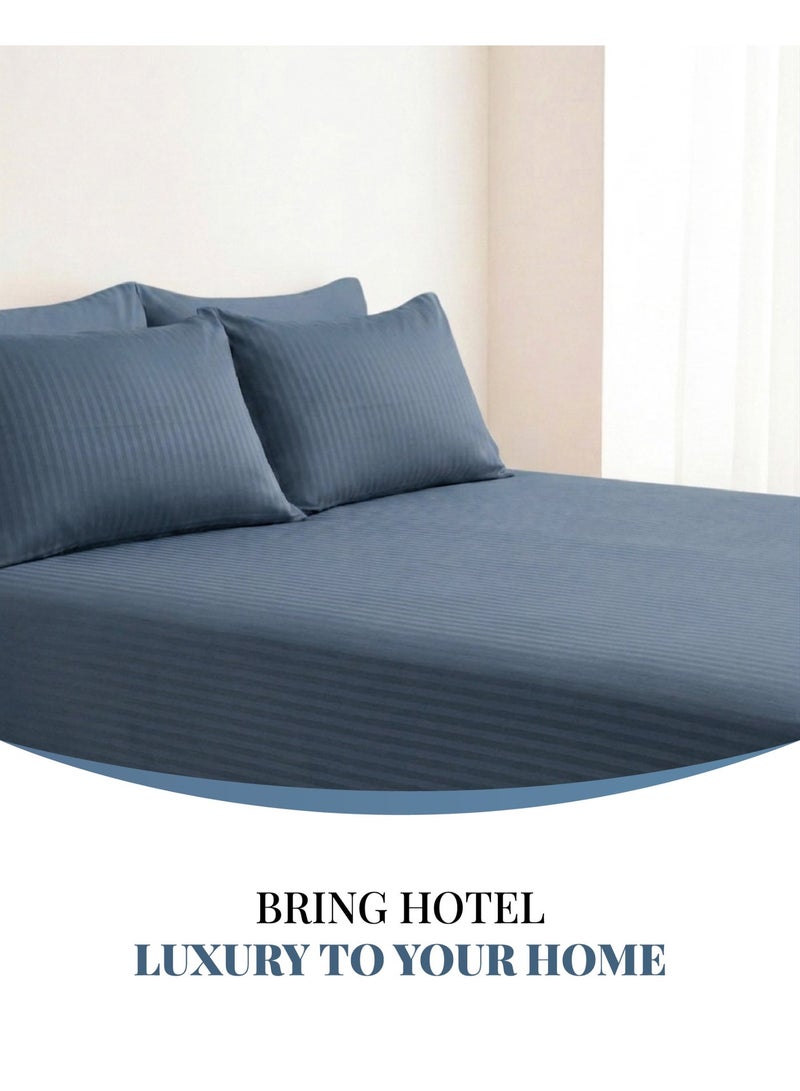 Elega Decor 210TC Cotton Satin Single Strpies Bed Sheet Set 2PC | Soft Breathable Satin Flat Sheet 180x260 cm | 1 pillowcase 50x75 cm | OEKO-TEX & ECAS Certified - Image 1