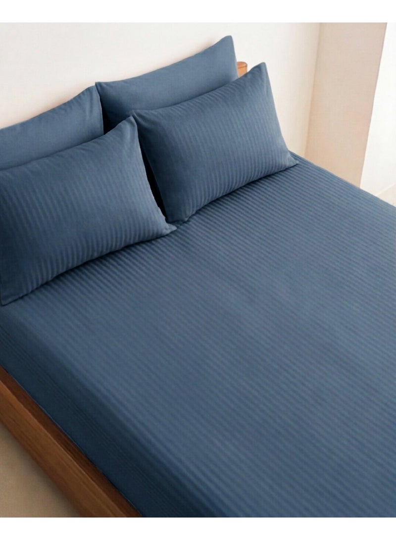 Elega Decor 210TC Cotton Satin Single Strpies Bed Sheet Set 2PC | Soft Breathable Satin Flat Sheet 180x260 cm | 1 pillowcase 50x75 cm | OEKO-TEX & ECAS Certified - Image 2
