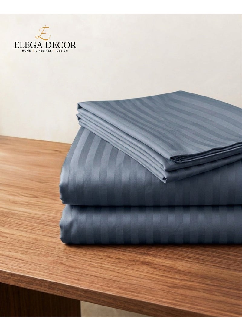 Elega Decor 210TC Cotton Satin Single Strpies Bed Sheet Set 2PC | Soft Breathable Satin Flat Sheet 180x260 cm | 1 pillowcase 50x75 cm | OEKO-TEX & ECAS Certified - Image 3