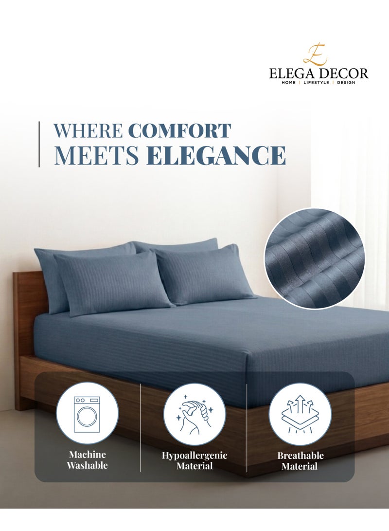 Elega Decor 210TC Cotton Satin Single Strpies Bed Sheet Set 2PC | Soft Breathable Satin Flat Sheet 180x260 cm | 1 pillowcase 50x75 cm | OEKO-TEX & ECAS Certified - Image 4
