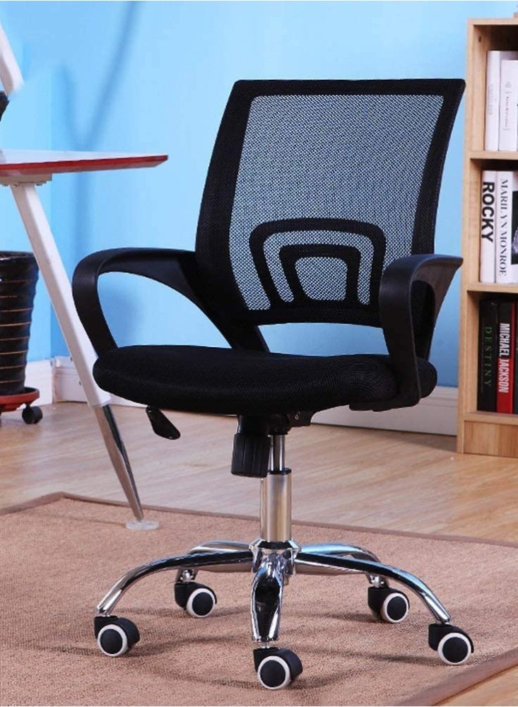 Generic Home Office Chair, Computer Chair, Height Adjustable Swivel Desk Chair with Lumbar Support Armrests and Wheels for Work and Study, Black  - Image 1