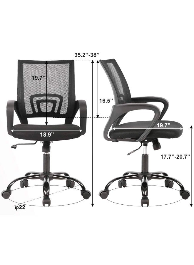 Generic Home Office Chair, Computer Chair, Height Adjustable Swivel Desk Chair with Lumbar Support Armrests and Wheels for Work and Study, Black  - Image 2
