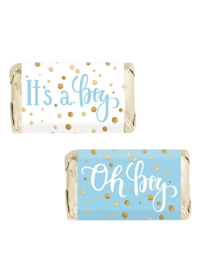 DISTINCTIVS Blue And Gold It'S A Boy Baby Shower Mini Candy Bar Wrappers 45 Stickers  - Image 2