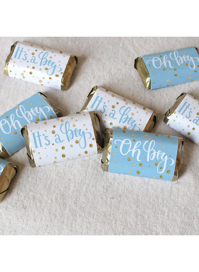 DISTINCTIVS Blue And Gold It'S A Boy Baby Shower Mini Candy Bar Wrappers 45 Stickers  - Image 3