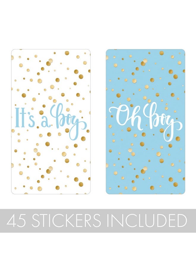 DISTINCTIVS Blue And Gold It'S A Boy Baby Shower Mini Candy Bar Wrappers 45 Stickers  - Image 4