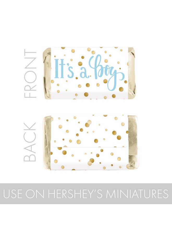 DISTINCTIVS Blue And Gold It'S A Boy Baby Shower Mini Candy Bar Wrappers 45 Stickers  - Image 5
