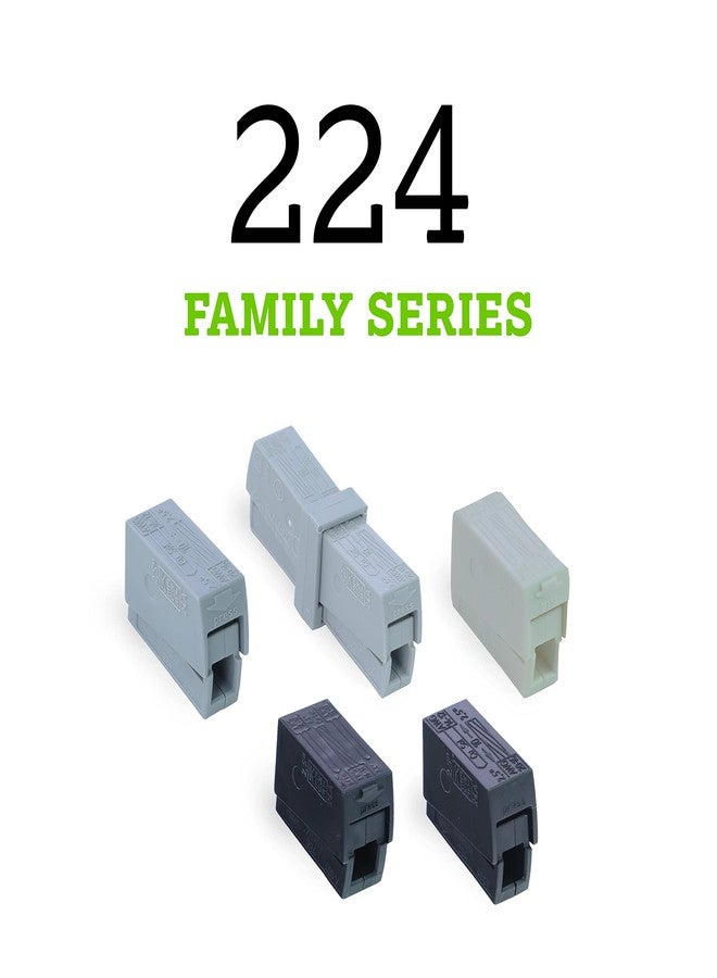 Wago 224-104 | WAGO Lighting Fixture Connector | 1-Pole Inline Connector; 2 Connection Points | for Solid, Stranded, or fine-Stranded Conductors | Black | [Box of 100 Pieces] - Image 5