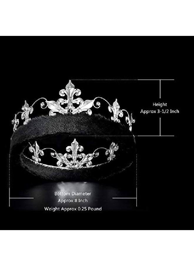 DcZeRong - King Crowns Silver Metal Crown Adult Men Birthday King Crowns Full Tiara Rhinestone Crown - Image 1