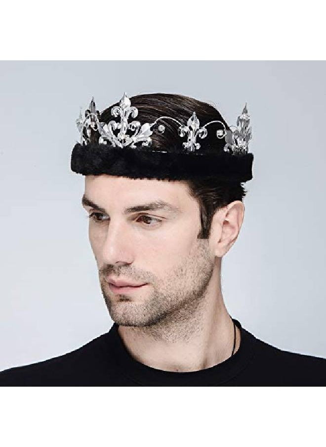 DcZeRong - King Crowns Silver Metal Crown Adult Men Birthday King Crowns Full Tiara Rhinestone Crown - Image 1