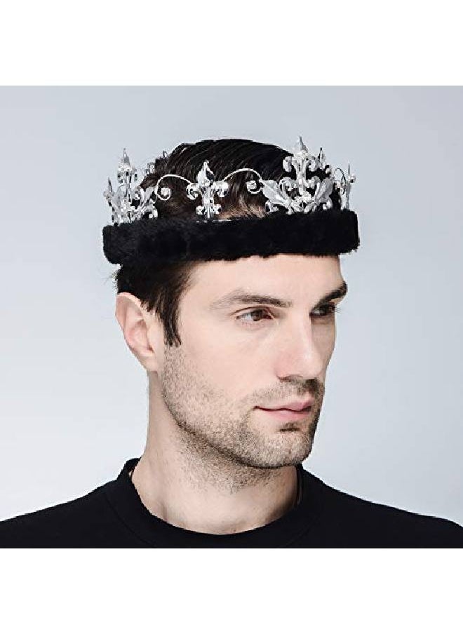 DcZeRong - King Crowns Silver Metal Crown Adult Men Birthday King Crowns Full Tiara Rhinestone Crown - Image 1
