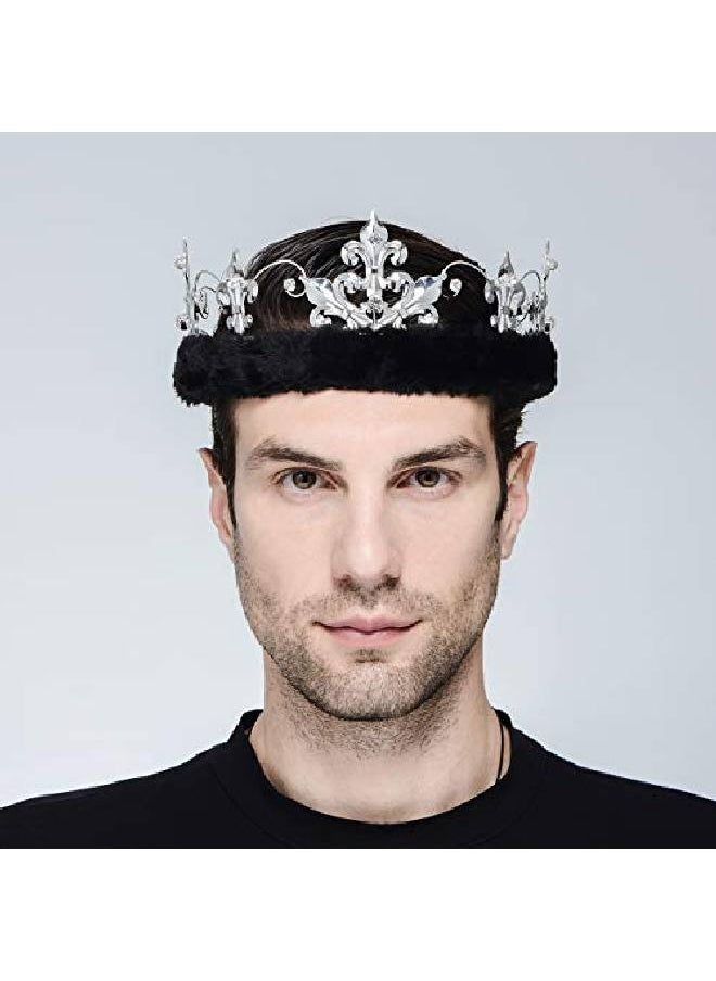 DcZeRong - King Crowns Silver Metal Crown Adult Men Birthday King Crowns Full Tiara Rhinestone Crown - Image 1