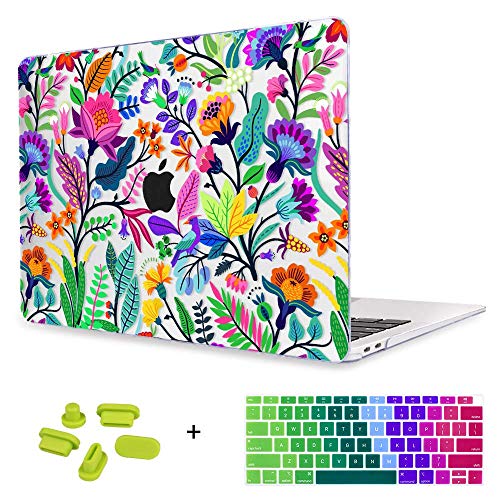 May Chen Compatible with New MacBook Air 13 inch Case 2021, 2020 2019 2018 Release Model: M1 A2337 A2179 A1932, Floral Leaves Garden Rainbow Hard Shell Case for New Mac Air 13 & Retina Dispaly - Image 1