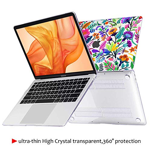 May Chen Compatible with New MacBook Air 13 inch Case 2021, 2020 2019 2018 Release Model: M1 A2337 A2179 A1932, Floral Leaves Garden Rainbow Hard Shell Case for New Mac Air 13 & Retina Dispaly - Image 2