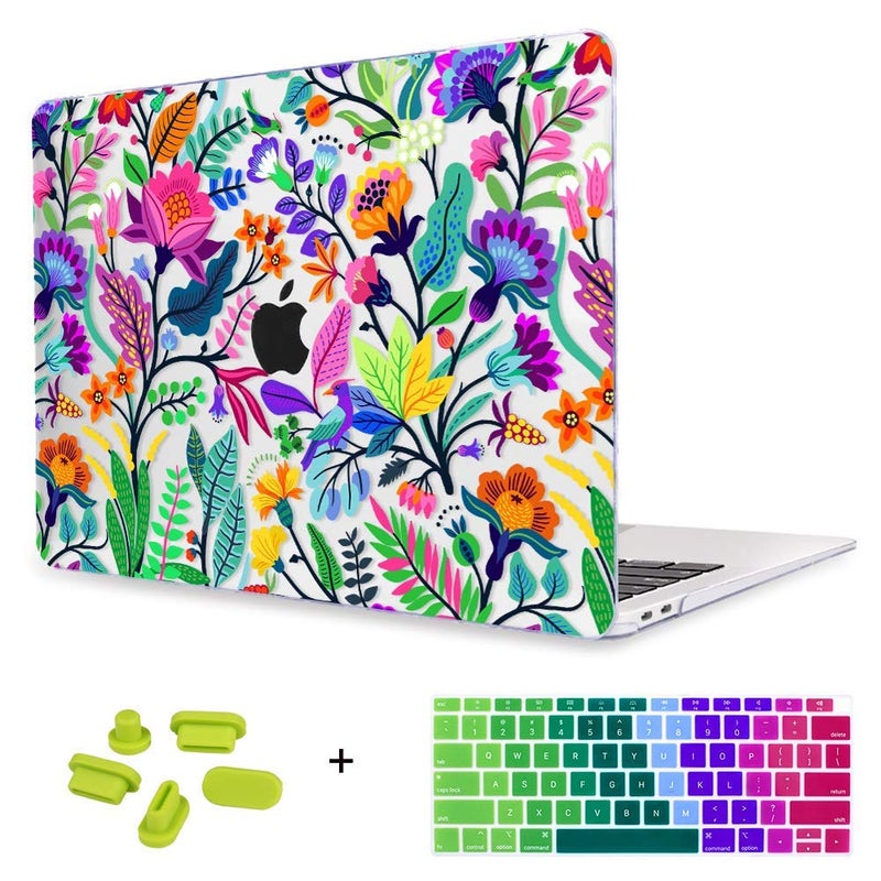 May Chen Compatible with New MacBook Air 13 inch Case 2021, 2020 2019 2018 Release Model: M1 A2337 A2179 A1932, Floral Leaves Garden Rainbow Hard Shell Case for New Mac Air 13 & Retina Dispaly - Image 5