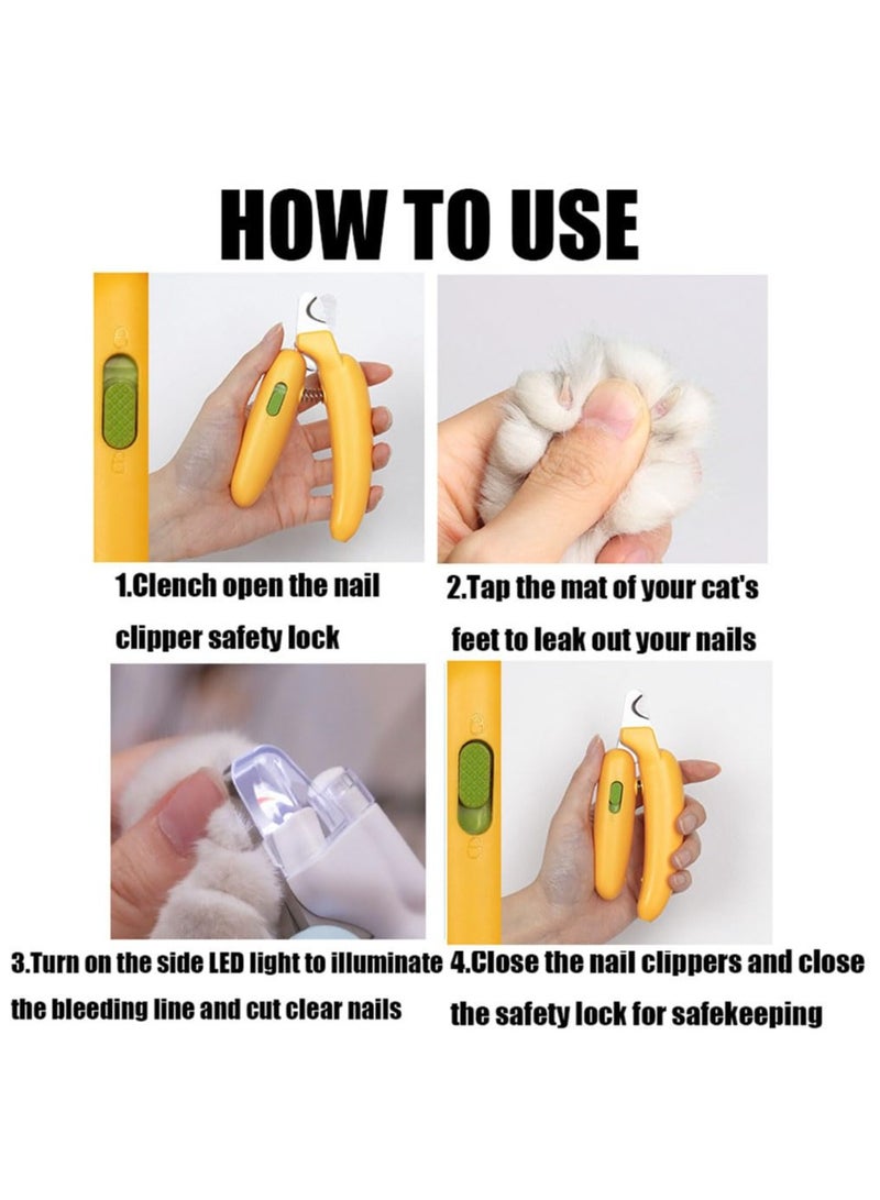 مقص أظافر احترافي للحيوانات الأليفة مزود بإضاءة LED - يضيء الأظافر وشفرات سريعة وحادة للقطط والكلاب، واقي أمان، لتجنب الإفراط في القطع - أصفر - Image 5