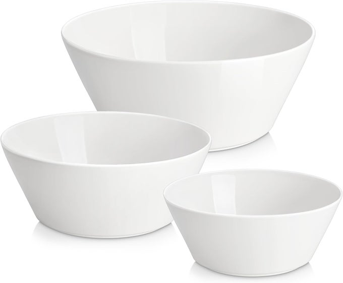 SERVING BOWLS CERAMIC MIXING BOWLS FOR KITCHEN 1056035 OZ WHITE BOWLS SET OF 3 MICROWAVE AND DISHWASHER SAFE SERIES REGULAR