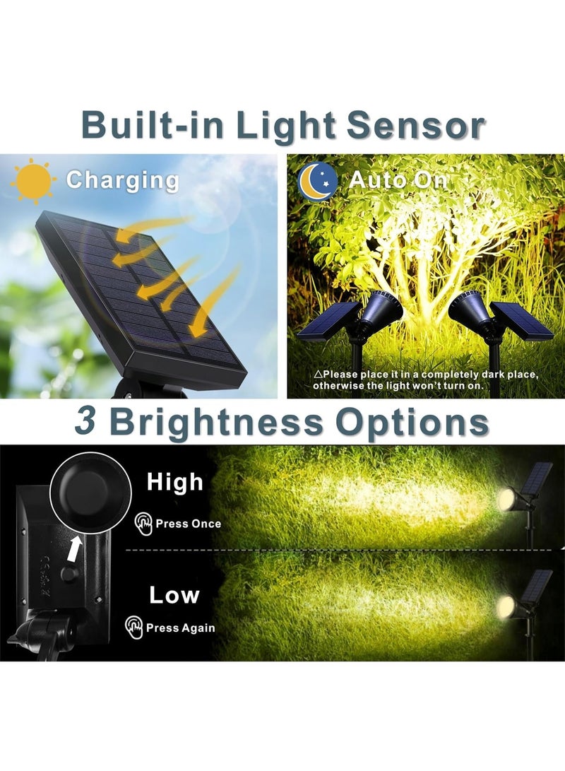 موثوقية التنبؤ ضوء المشهد الشمسي في الهواء الطلق ، 4 حزمة مضيئة 7-LED Spot Lights ، الغسق إلى الفجر مقاوم للماء ضوء قطب العلم الشمسي ، قابلة للتعديل 2 في 1 إضاءة الجدار / الأرض لمنزل الشجرة حديقة الفناء - Image 4