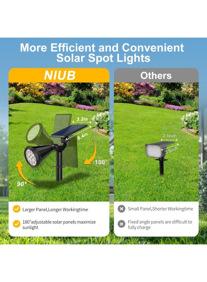 موثوقية التنبؤ ضوء المشهد الشمسي في الهواء الطلق ، 4 حزمة مضيئة 7-LED Spot Lights ، الغسق إلى الفجر مقاوم للماء ضوء قطب العلم الشمسي ، قابلة للتعديل 2 في 1 إضاءة الجدار / الأرض لمنزل الشجرة حديقة الفناء - Image 3