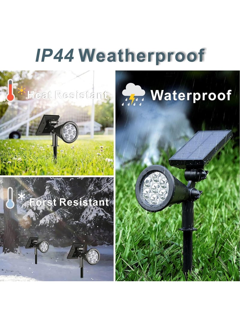 موثوقية التنبؤ ضوء المشهد الشمسي في الهواء الطلق ، 4 حزمة مضيئة 7-LED Spot Lights ، الغسق إلى الفجر مقاوم للماء ضوء قطب العلم الشمسي ، قابلة للتعديل 2 في 1 إضاءة الجدار / الأرض لمنزل الشجرة حديقة الفناء - Image 5
